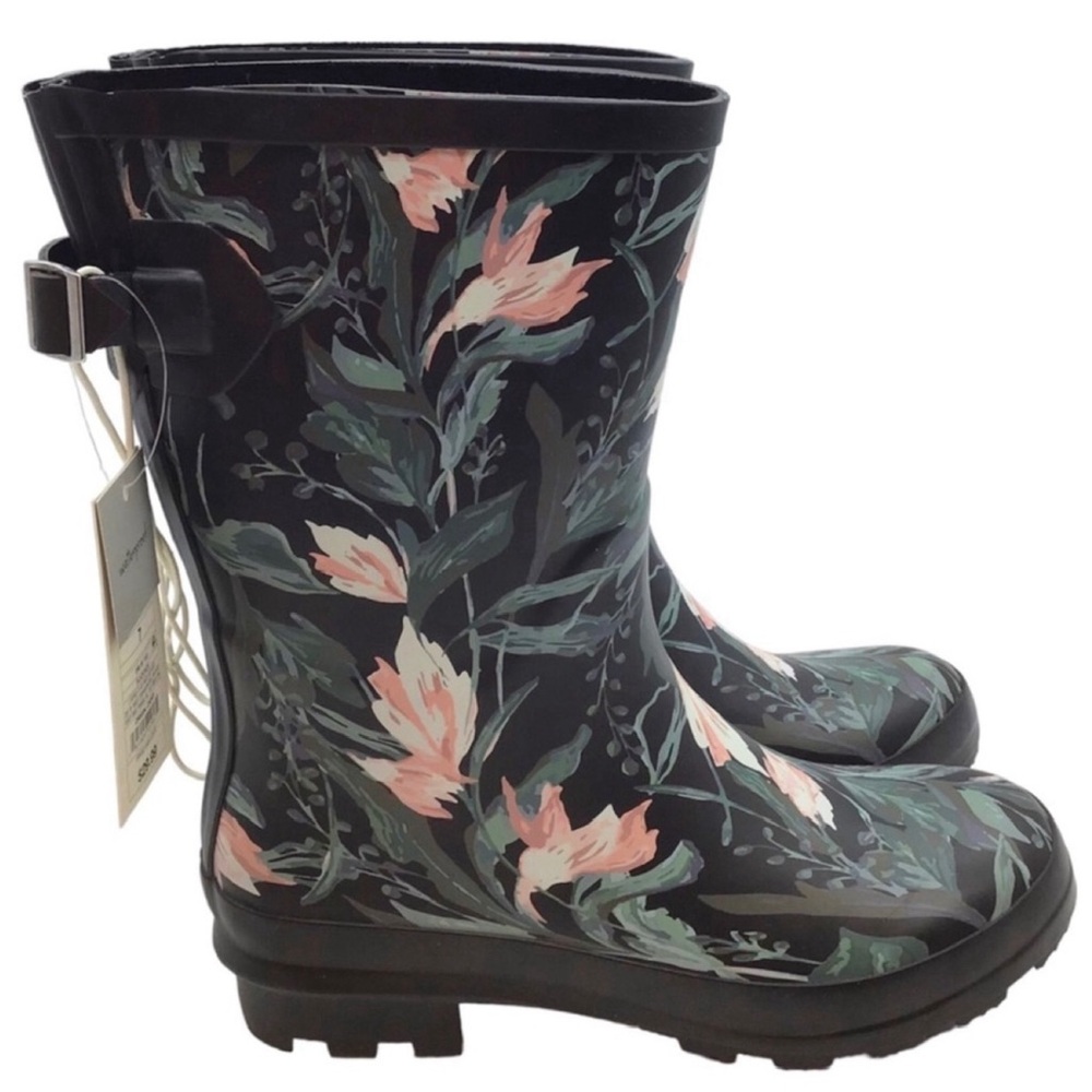 A New Day “Floral” Vicki Rubber Boots (NWT) (Size: 7) - Picture 9 of 16